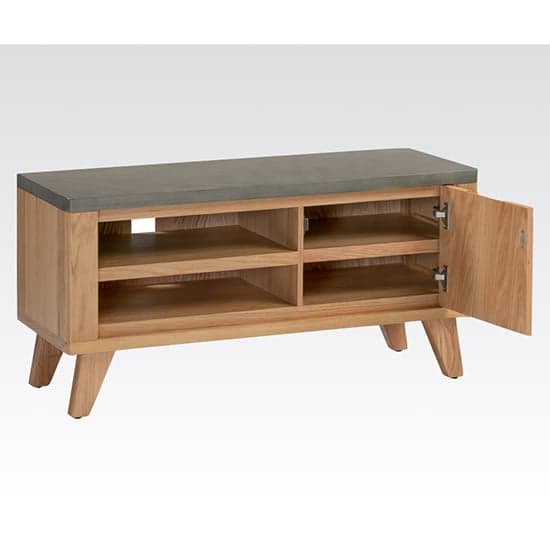 Rimit TV Stand With 1 Door In Oak And Concrete Effect_2