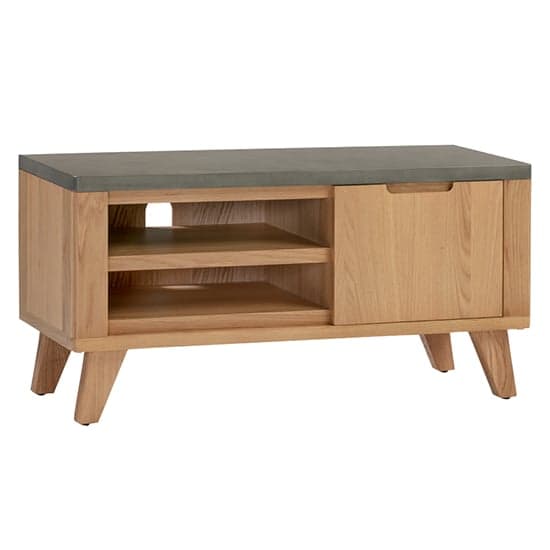 Rimit TV Stand With 1 Door In Oak And Concrete Effect_1