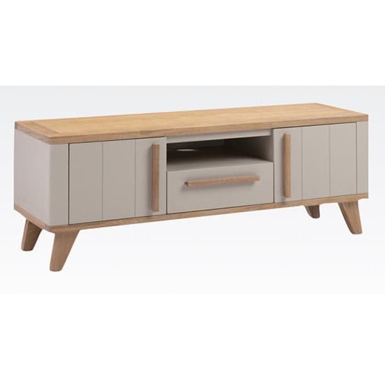 Rimit Wooden TV Stand With 2 Doors 1 Drawer In Oak And Beige_1