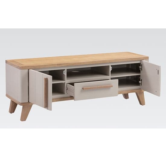 Rimit Wooden TV Stand With 2 Doors 1 Drawer In Oak And Beige_2