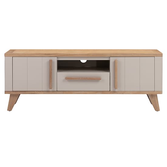 Rimit Wooden TV Stand With 2 Doors 1 Drawer In Oak And Beige_3