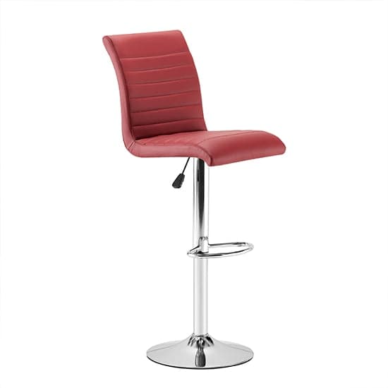 Ripple Faux Leather Bar Stool In Bordeaux With Chrome Base_2