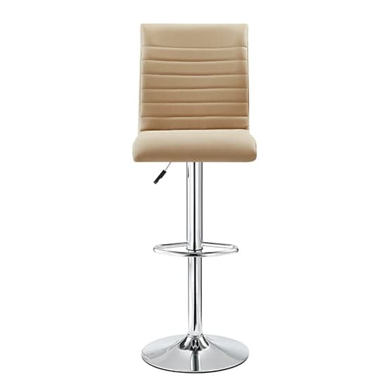 Ripple Faux Leather Bar Stool In Taupe With Chrome Base_2