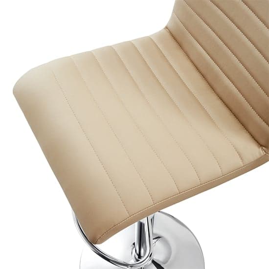 Ripple Faux Leather Bar Stool In Taupe With Chrome Base_3