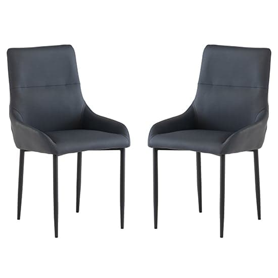 Rissa Blue Faux Leather Dining Chairs With Black Legs In Pair_1