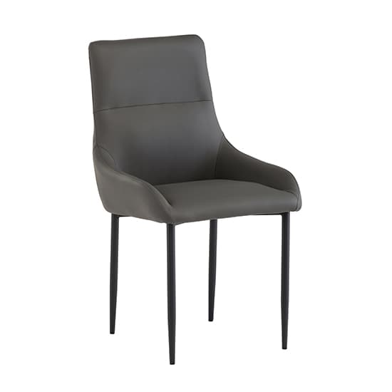 Rissa Dark Grey Faux Leather Dining Chairs With Black Legs In Pair_2
