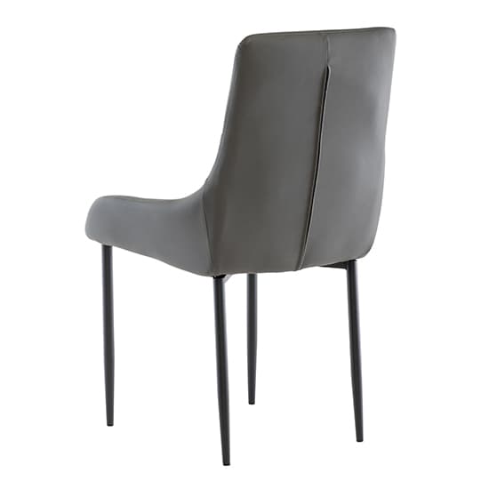 Rissa Dark Grey Faux Leather Dining Chairs With Black Legs In Pair