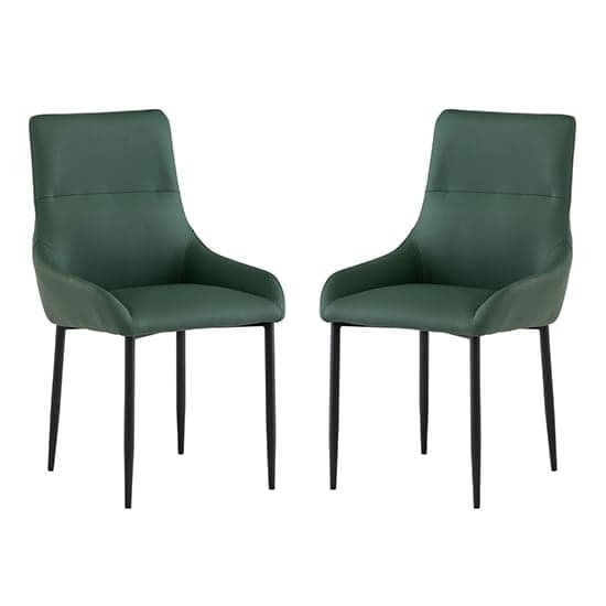 Rissa Green Faux Leather Dining Chairs With Black Legs In Pair_1