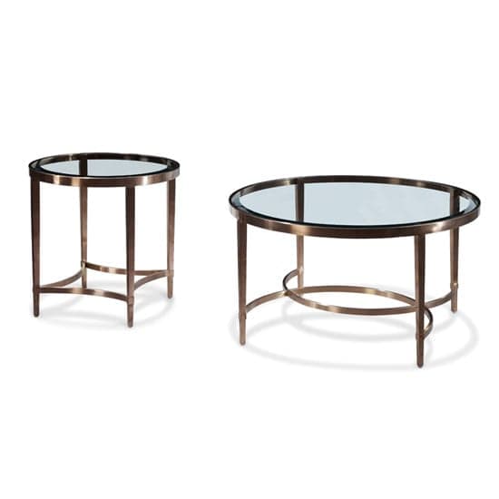 Ritz Glass Round Coffee Table In Clear And Brushed Antique Brass_2