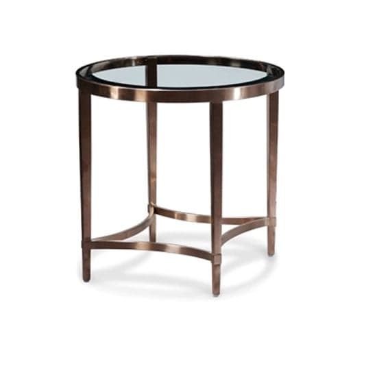 Ritz Glass Round End Table In Clear And Brushed Antique Brass