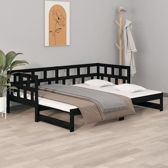 Rivas Solid Pinewood Pull-out Single Day Bed In Black_2