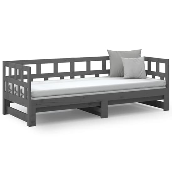 Rivas Solid Pinewood Pull-out Single Day Bed In Grey_3