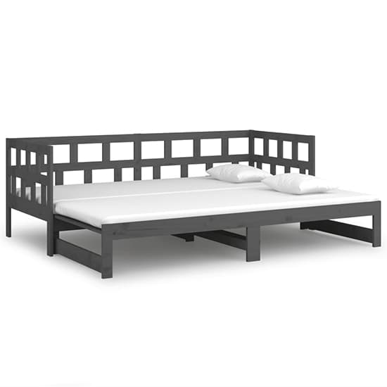 Rivas Solid Pinewood Pull-out Single Day Bed In Grey_4