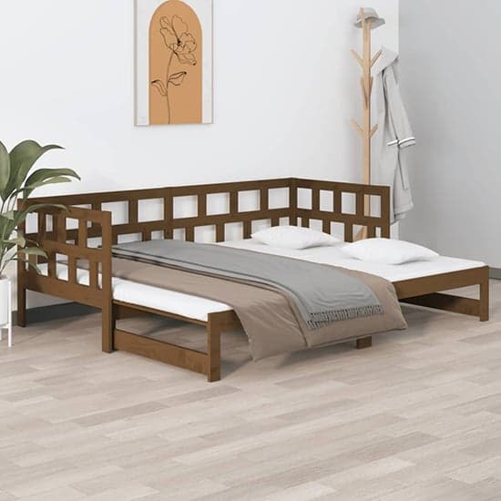 Rivas Solid Pinewood Pull-out Single Day Bed In Honey Brown_2