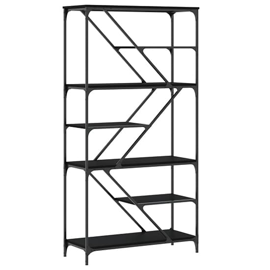 Rivas Wooden Bookshelf In Black With Steel Frame_5