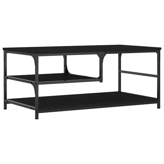 Rivas Wooden Coffee Table With 2 Shelves In Black_2