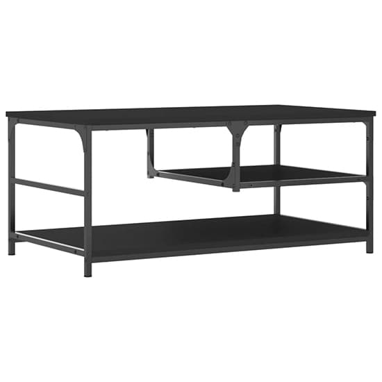 Rivas Wooden Coffee Table With 2 Shelves In Black_5
