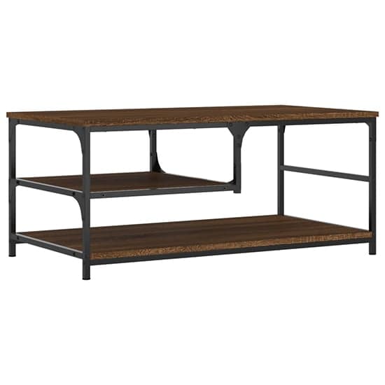 Rivas Wooden Coffee Table With 2 Shelves In Brown Oak_2