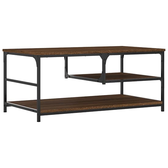 Rivas Wooden Coffee Table With 2 Shelves In Brown Oak_5