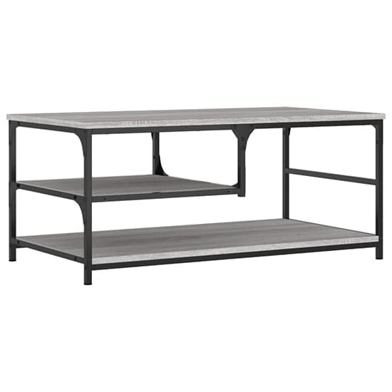Rivas Wooden Coffee Table With 2 Shelves In Grey Sonoma Oak_2