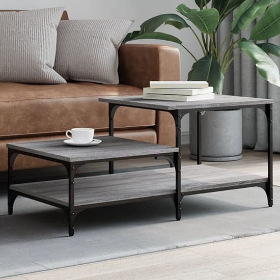 Rivas Wooden Coffee Table With 3 Shelves In Grey Sonoma Oak_1
