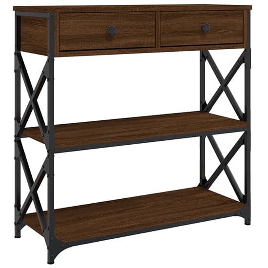 Rivas Wooden Console Table With 2 Drawers In Brown Oak_2