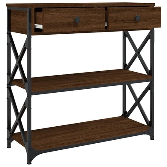 Rivas Wooden Console Table With 2 Drawers In Brown Oak_3