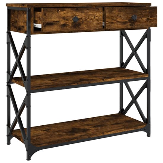 Rivas Wooden Console Table With 2 Drawers In Smoked Oak_3