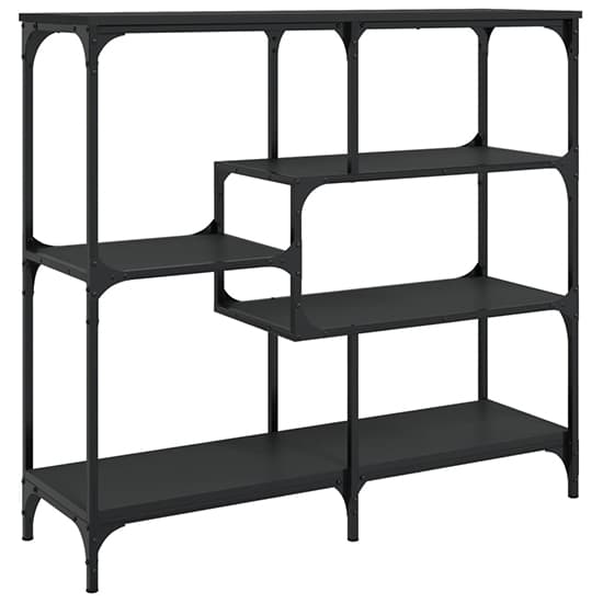 Rivas Wooden Console Table With 4 Shelves In Black_2