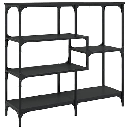 Rivas Wooden Console Table With 4 Shelves In Black_5