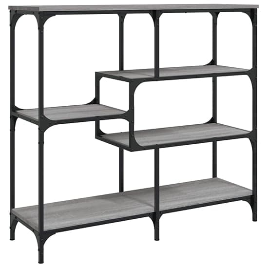 Rivas Wooden Console Table With 4 Shelves In Grey Sonoma Oak_2