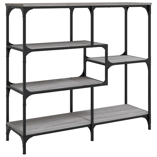 Rivas Wooden Console Table With 4 Shelves In Grey Sonoma Oak_5