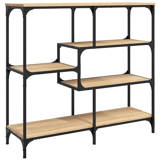 Rivas Wooden Console Table With 4 Shelves In Sonoma Oak_2
