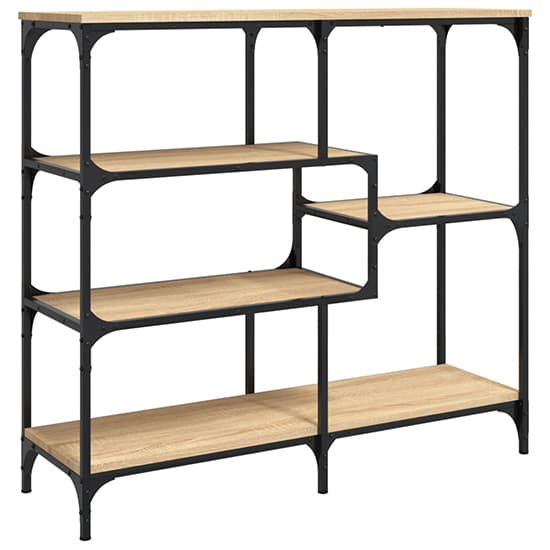 Rivas Wooden Console Table With 4 Shelves In Sonoma Oak_5