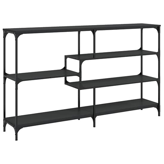Rivas Wooden Console Table Wide With 4 Shelves In Black_2