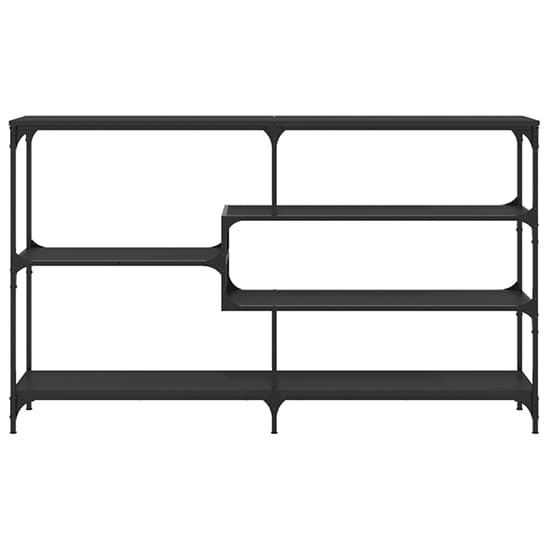 Rivas Wooden Console Table Wide With 4 Shelves In Black_3