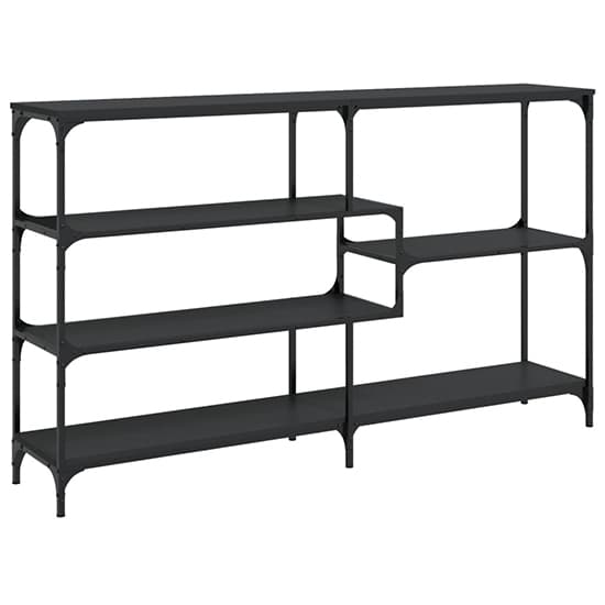 Rivas Wooden Console Table Wide With 4 Shelves In Black_5