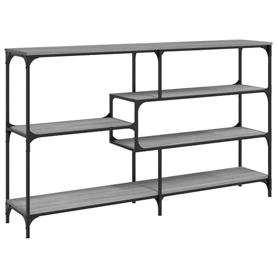 Rivas Wooden Console Table Wide With 4 Shelves In Grey Sonoma Oak_2