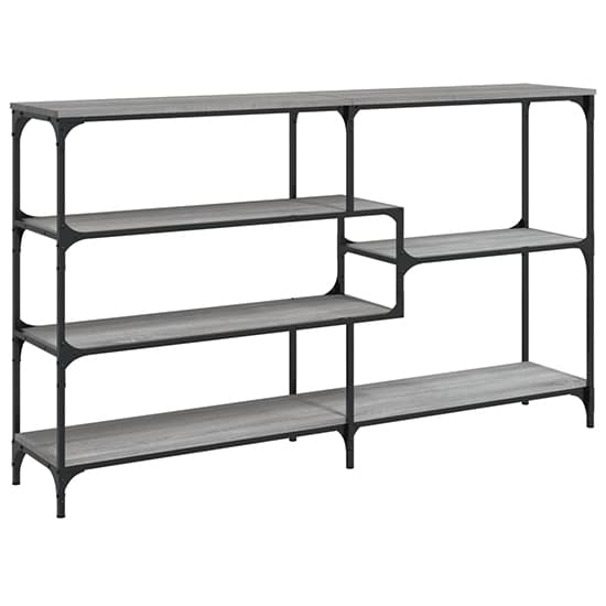 Rivas Wooden Console Table Wide With 4 Shelves In Grey Sonoma Oak_5