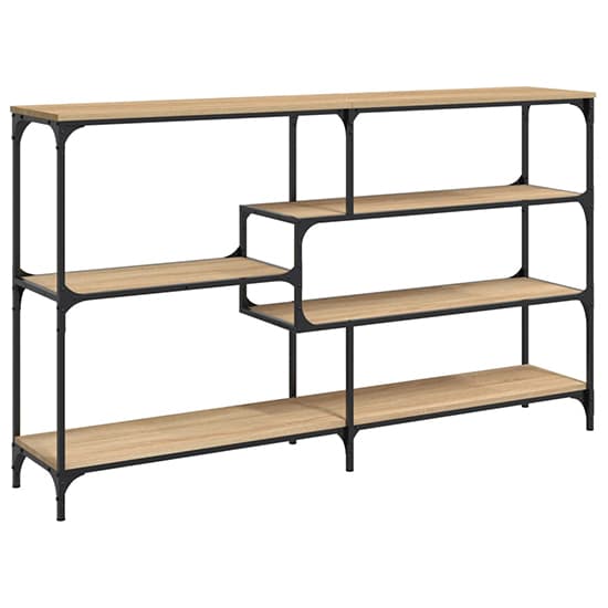 Rivas Wooden Console Table Wide With 4 Shelves In Sonoma Oak_2
