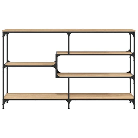 Rivas Wooden Console Table Wide With 4 Shelves In Sonoma Oak_3