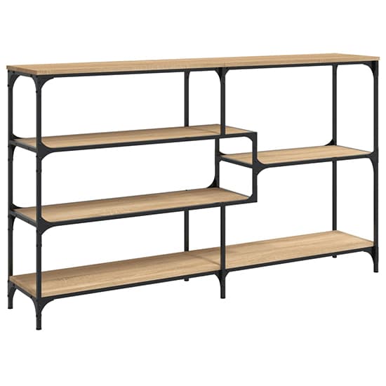 Rivas Wooden Console Table Wide With 4 Shelves In Sonoma Oak_5