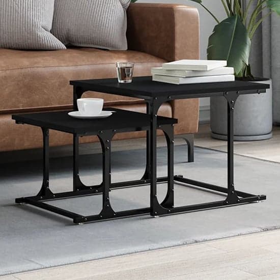 Rivas Wooden Set Of 2 Coffee Tables In Black_1