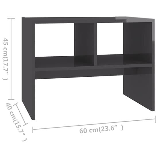 Rivka High Gloss Side Table With 2 Shelves In Grey Furniture in Fashion