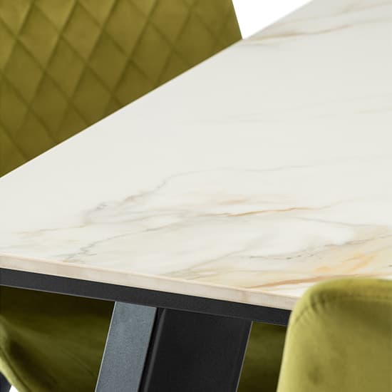 Rivky 180cm Marble Dining Table In Kass Gold With Black Legs_2