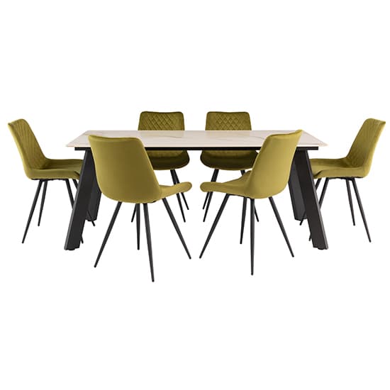 Rivky 180cm Marble Dining Table In Kass Gold With Black Legs_3