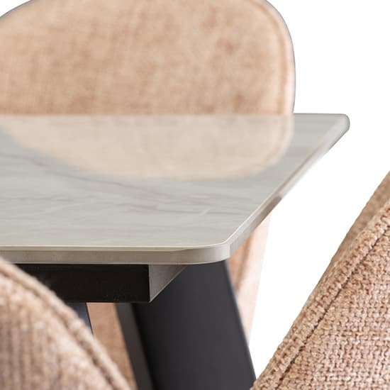Rivky 180cm Marble Dining Table In Rebecca Grey With Black Legs_2