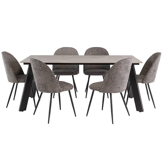 Rivky 180cm Marble Dining Table In Rebecca Grey With Black Legs_4