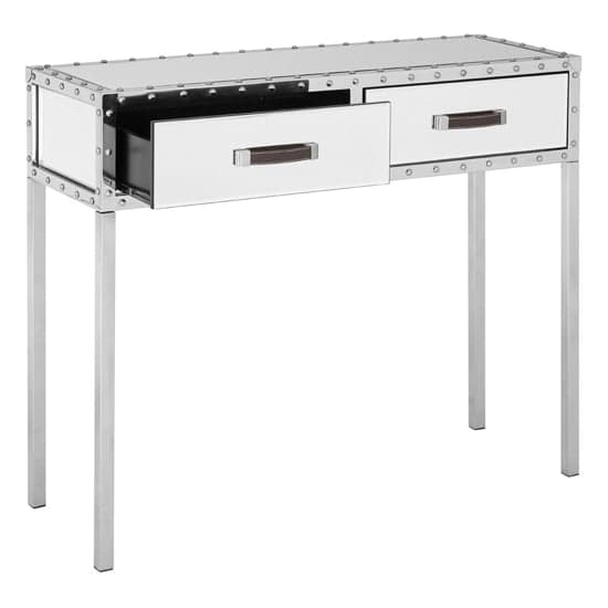 Rivota Mirrored Glass Console Table With 2 Drawers In Silver_2