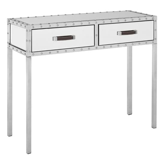 Rivota Mirrored Glass Console Table With 2 Drawers In Silver_1